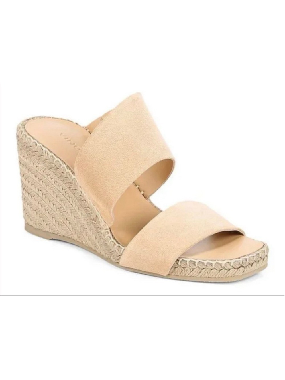 Vince Garlin Suede Espadrille Wedge Sandals Beige Size 9/40